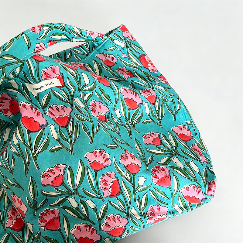 Modern Artistic Floral Print Cotton Tote Bag