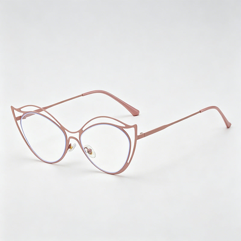 Irregular Double-Layer Hollow Metal Cat-Eye Glasses