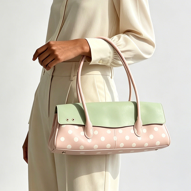 Polka Dot Baguette Shoulder Bag