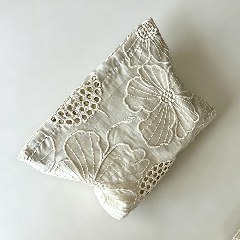 Minimalist Cotton Hollow Floral Storage Tote