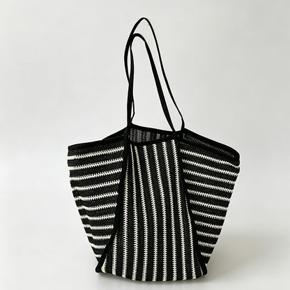 Striped Knit Tote Bag