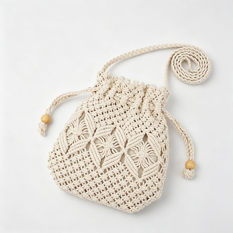 Crochet Bucket Crossbody Bag