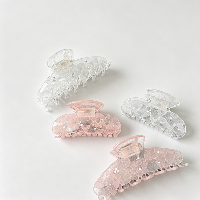 Dot Lace Hollow Transparent Shark Hair Claw Clip
