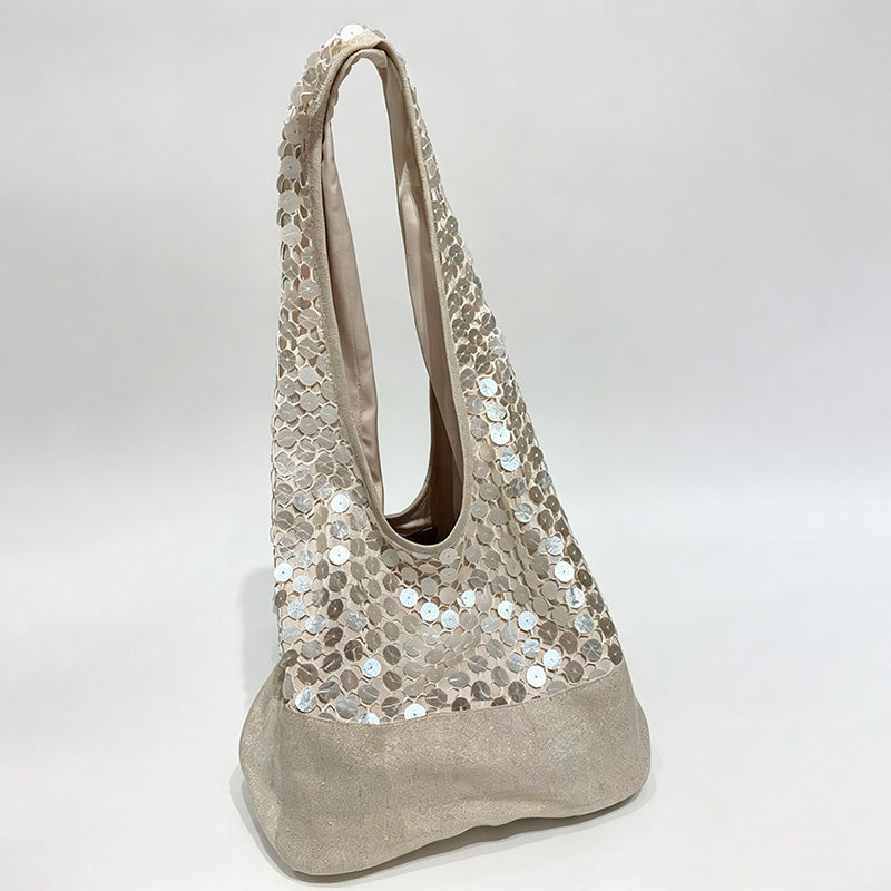 Sparkly Sequins Two-Tone Shoulder Tote Bag
