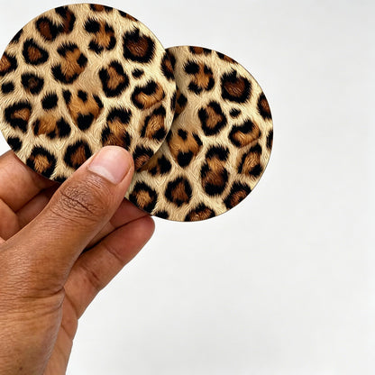 Leopard Print Car Cup Coaster Pad