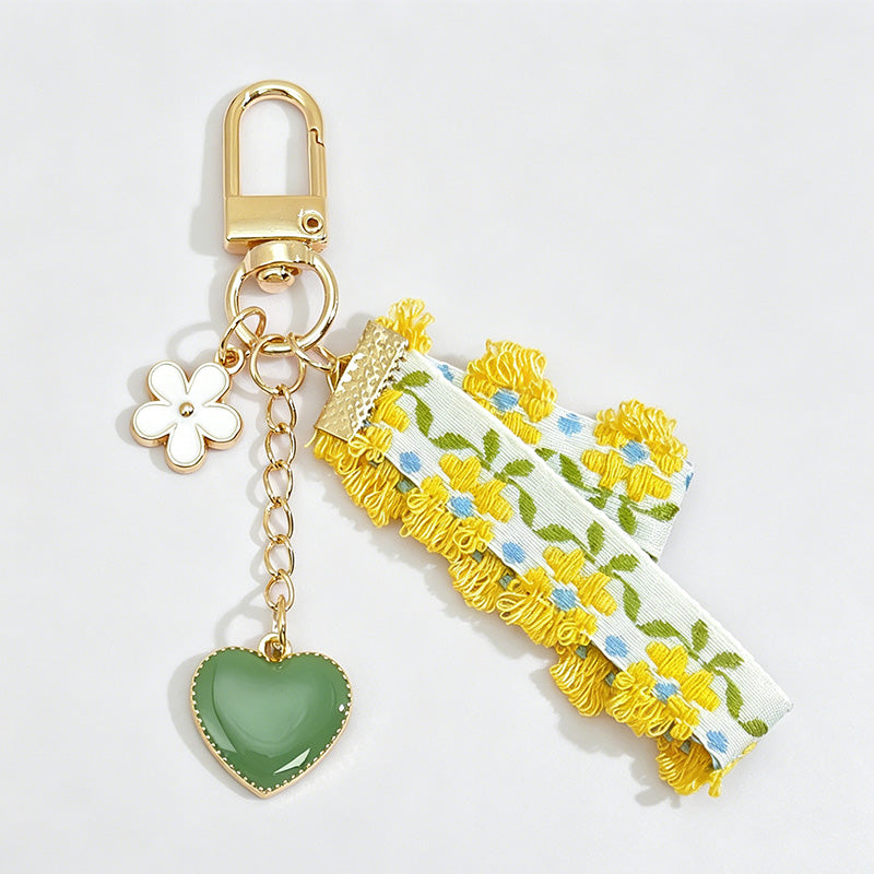 Fresh Floral Ribbon Butterfly Keychain