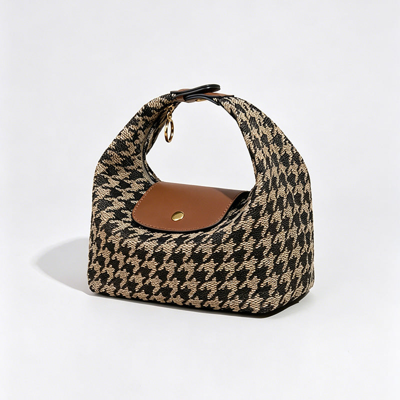 Houndstooth Hobo Handle Handbag