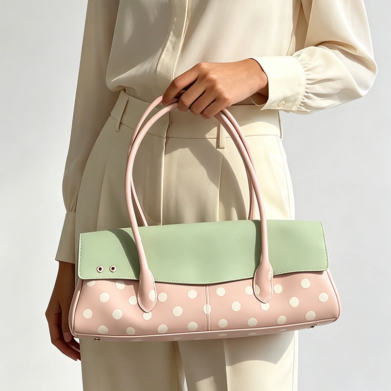 Polka Dot Baguette Shoulder Bag