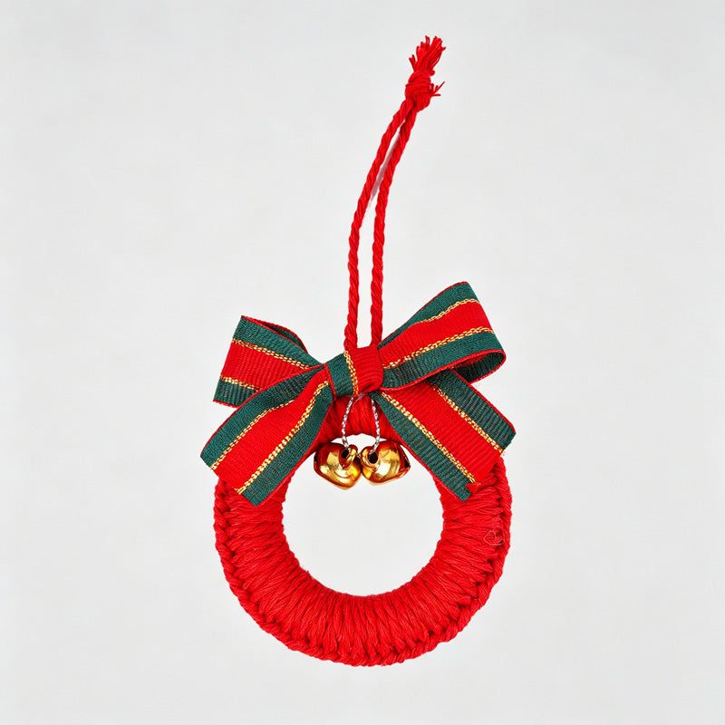 Hand Knitted Mini Wreath Ornament Hanging