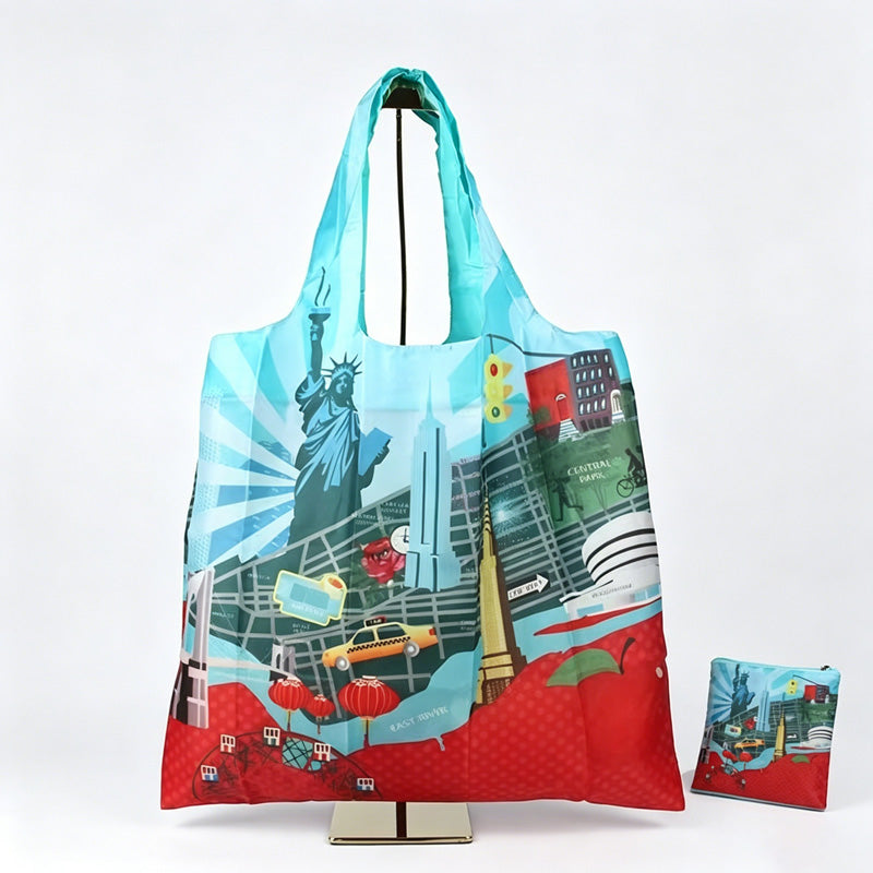 Foldable City Landmark Shopping Tote Bag