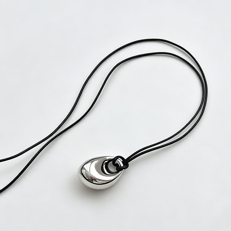 Elegant Minimalist Geometric Bean Pendant Long Necklace