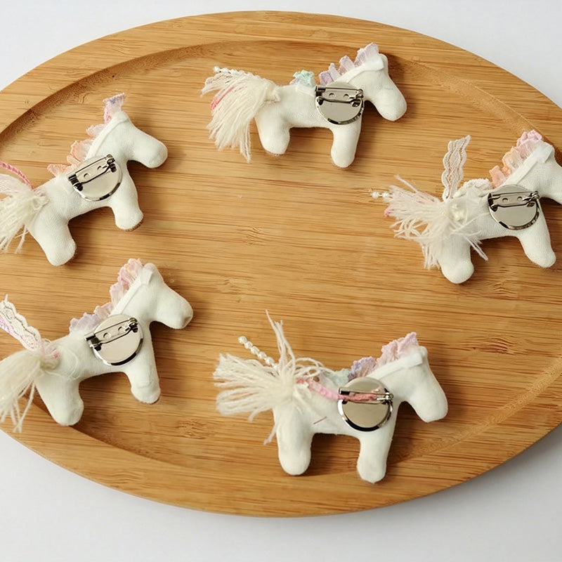 2PCS Playful Pony Cloth Daily Fashion Brooch Set