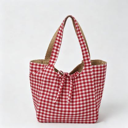 Gingham Trim Tote Bag