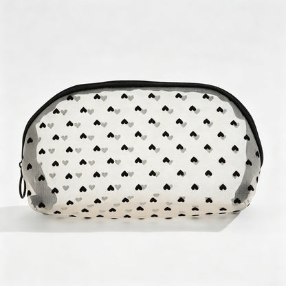 Heart Mesh Pattern Cosmetic Bag