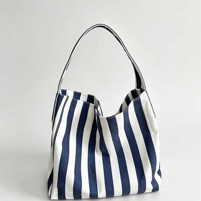Stripe Drawstring Shoulder Bag