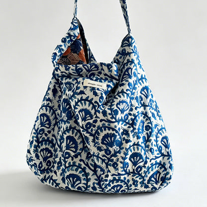 Modern Artistic Floral Print Cotton Tote Bag