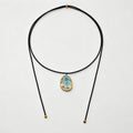 Ocean Shell Enamel Pendant Wax Cord Adjustable Necklace