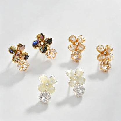 Floral Bowknot Shell Earrings