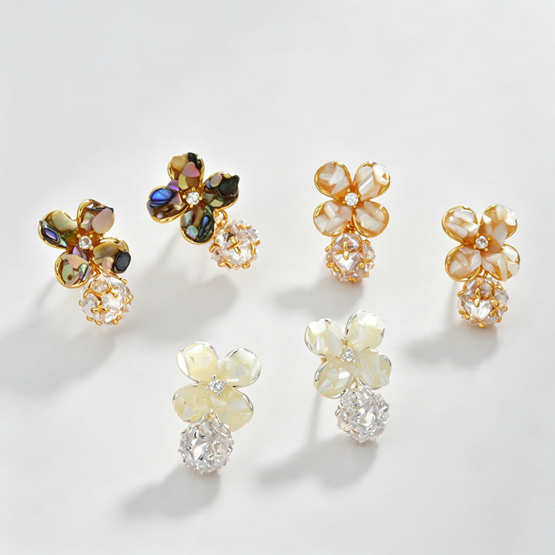 Floral Bowknot Shell Earrings