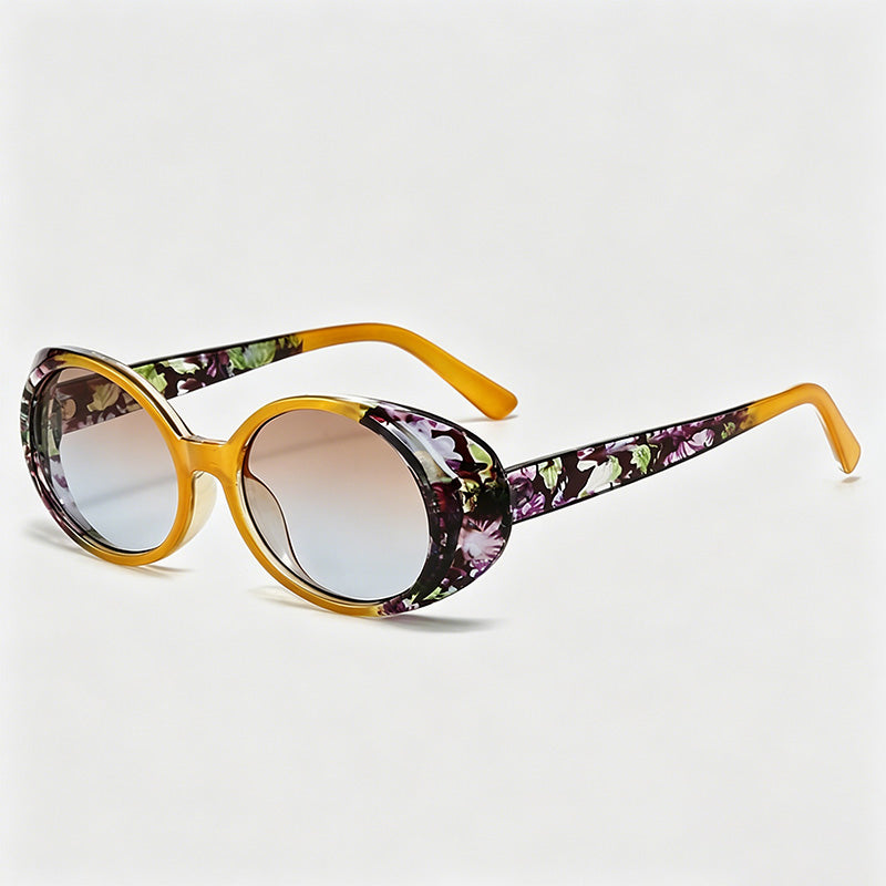 Vintage Floral Patchwork Small Oval Sunglasses