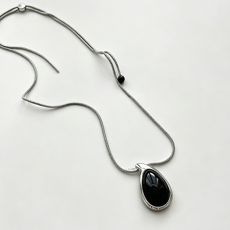 Modern Solid Heart Bean Titanium Steel Necklace
