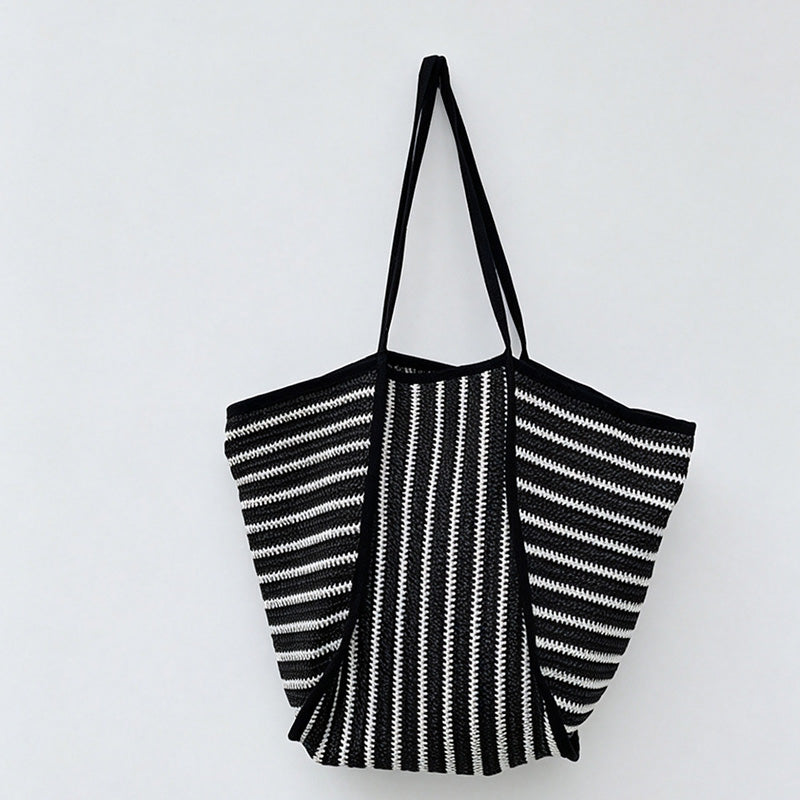 Striped Knit Tote Bag