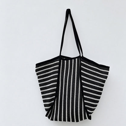 Striped Knit Tote Bag