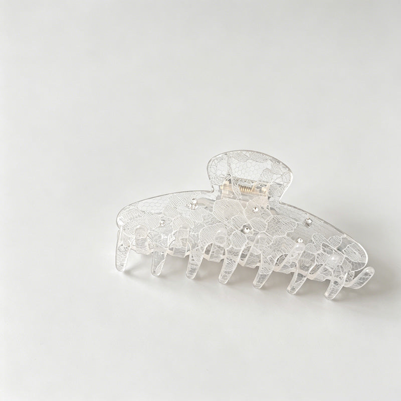 Dot Lace Hollow Transparent Shark Hair Claw Clip