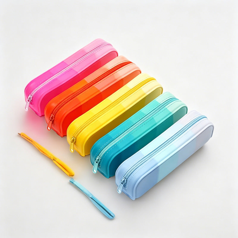 Rainbow Gradient Accordion PVC Pencil Case