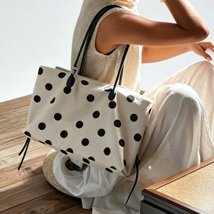 Dot Canvas Tote Bag-Non Charm & Non Shoulder Pad