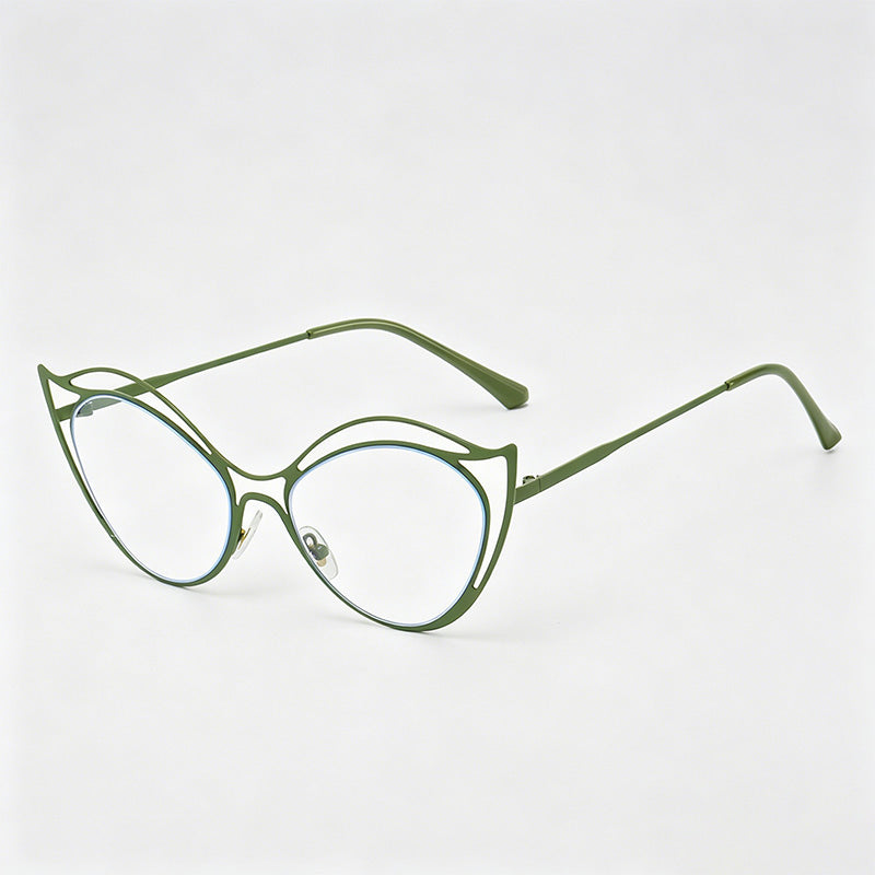 Irregular Double-Layer Hollow Metal Cat-Eye Glasses