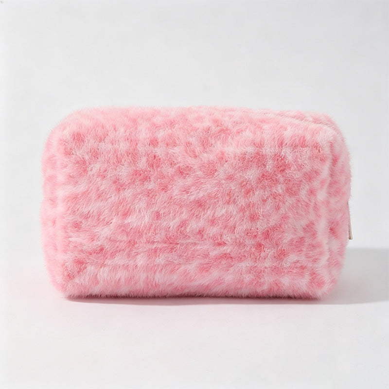 Leopard Print Fluffy Plush Pouch