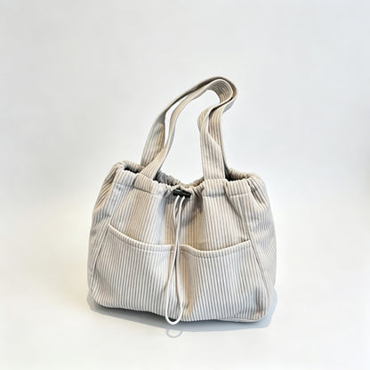 Solid Color Corduroy Bucket Bag