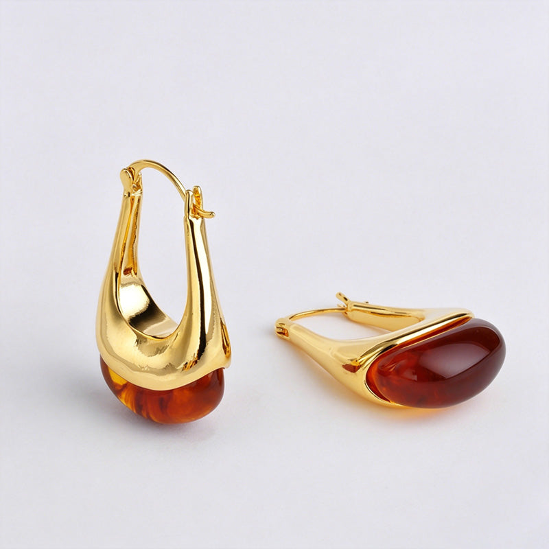 Amber Hoop Earrings
