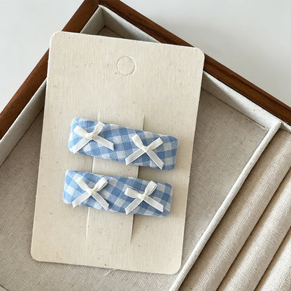 Gingham Bow Hair Clips