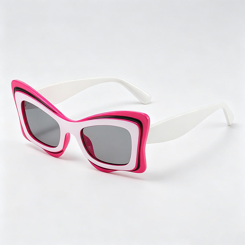 Double-Layer Wavy Butterfly Irregular Cat Eye Sunglasses