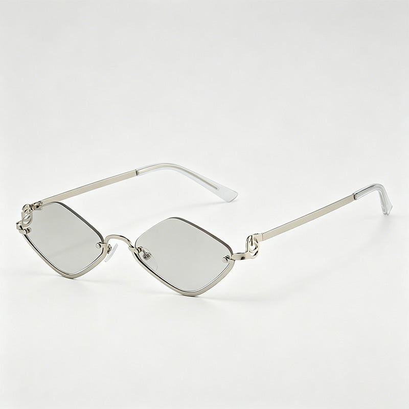 Half-rim Diamond Metal Sunglasses