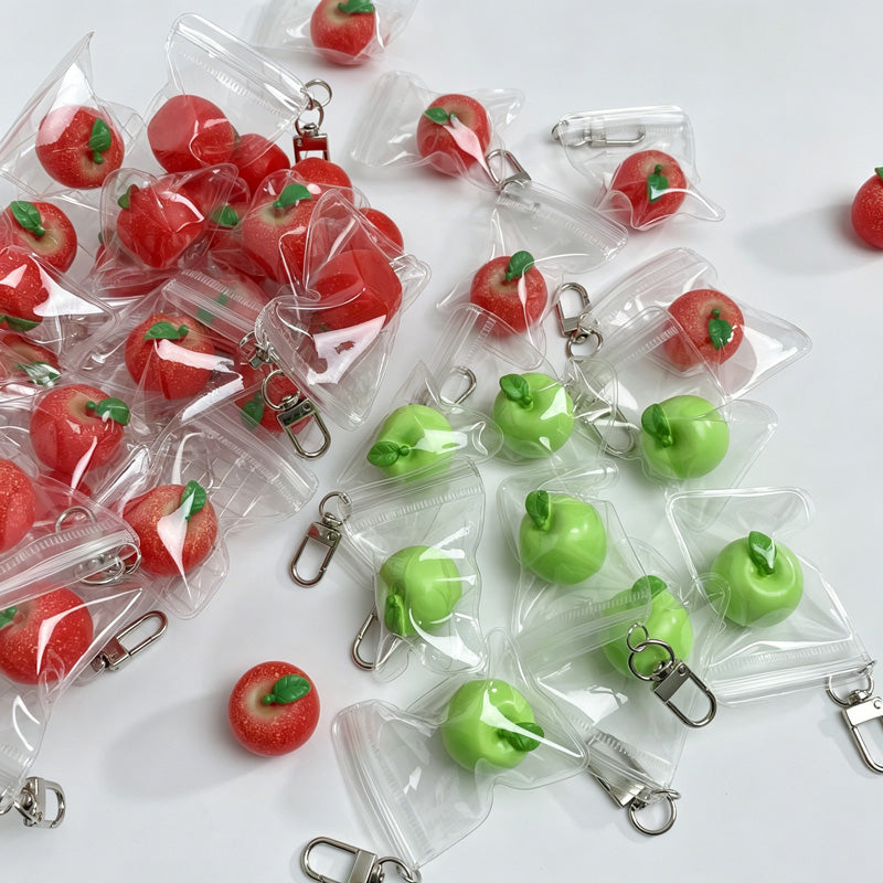 Red Green Apple Keychain Fruit Bag Charm