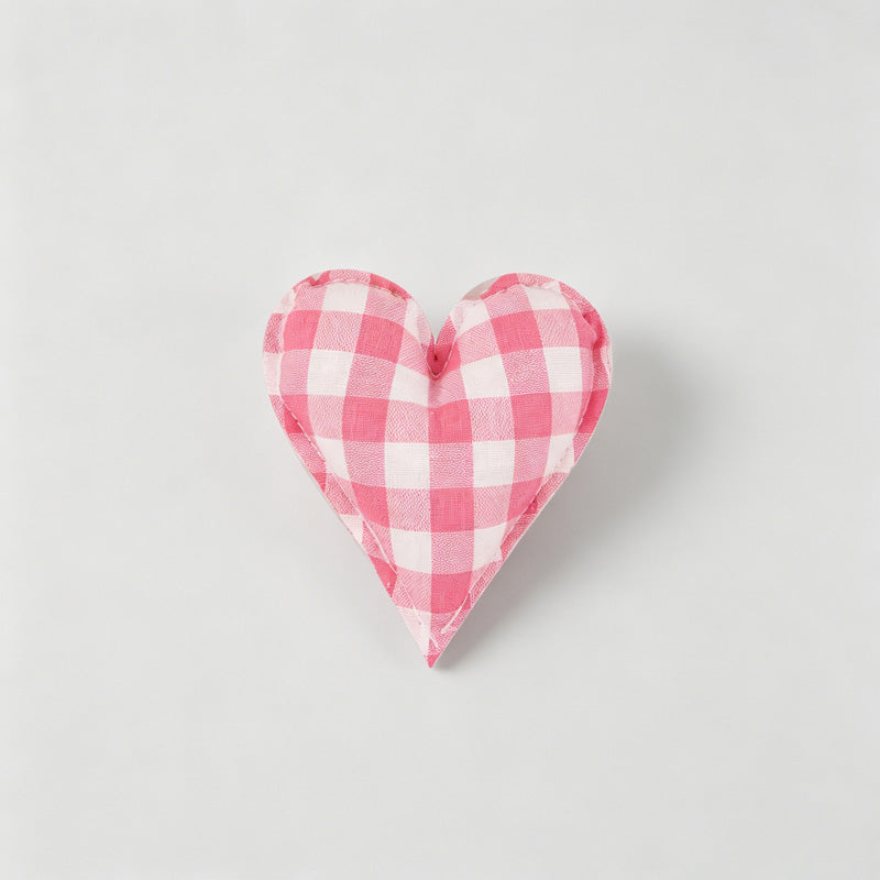 Plaid Dot Print Stuffed Heart Ornament