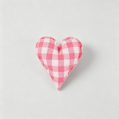Plaid Dot Print Stuffed Heart Ornament