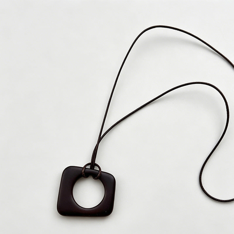 Retro Irregular Pendant Leather Cord Necklace