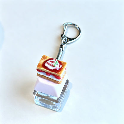 Cake Shape Single Button Glow Keychain