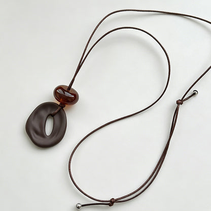 Modern Artistic Matte Hollow Oval Copper Necklace