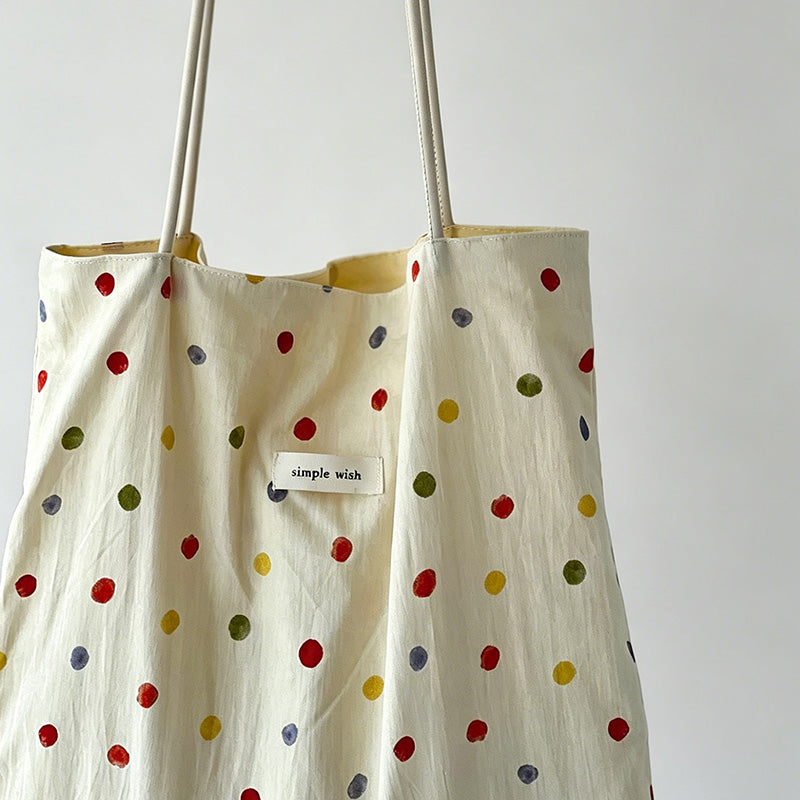 Minimalist Polka Dot Cotton Shoulder Bag