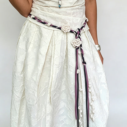 Bohemian Hand-knitted Floral Cord Waist Belt