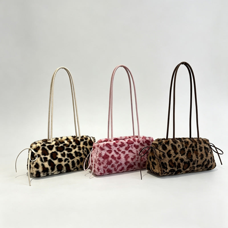 Leopard Plush Shoulder Bag