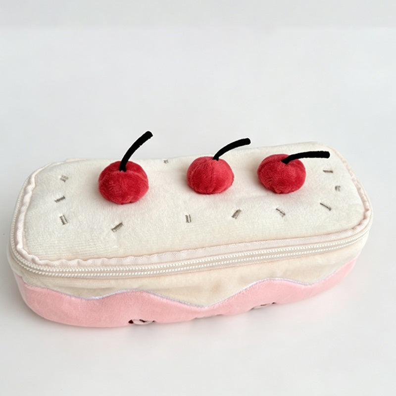 Cherry Cake Shaped Plush Pencil Case