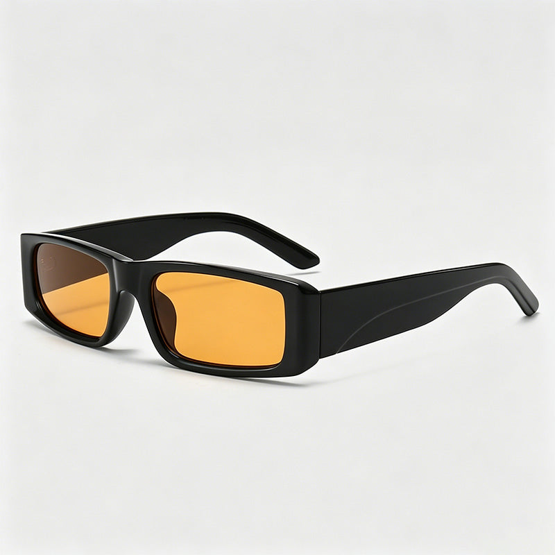 Vintage Slim Narrow Rectangle Patchwork Leopard Print Sunglasses
