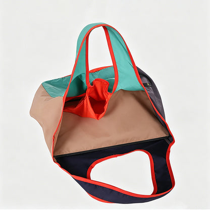 Multi-Color Patchwork Foldable Shopping Tote Bag