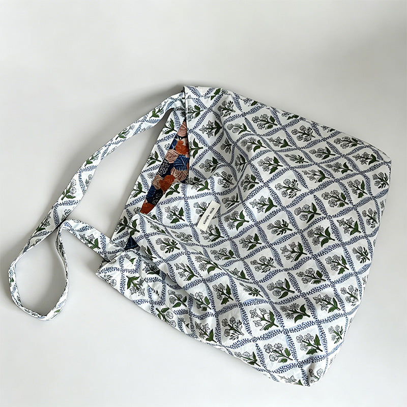 Modern Artistic Floral Print Cotton Tote Bag